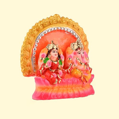 Lakshmi Ganesh Statue Hand Painted Idols Traditional Hindu Murti for Religious Hindu Festival Diwali Mandir Temple Pooja & Gifting (Lakshmi Ganesh Design-2) - color: Lakshmi Ganesh Design-2
