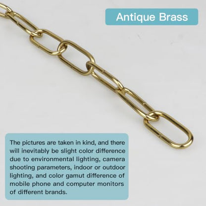 Helunsi Industrial Lighting Chain, 6 Feet Antique Brass Light Fixture Chain - color: Antique Brass