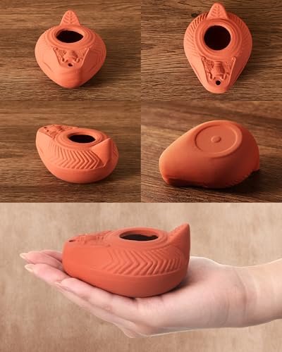 Pinkunn 20 Sets Clay Oil Lamp Herodian Olive Oil Lamp for Indoor Use Terracotta Biblical Lamps Ancient Antique Replica for Israel Judaica/Christian Hanukkah Gift Worship Prayer Religious Artifact