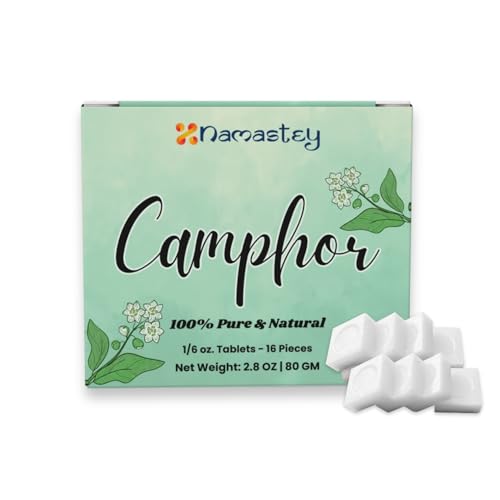 Natural Camphor Blocks | Pure Camphor Tablets for Puja, Aromatherapy & Meditation | Kapoor for Pooja, Alcanfor en Bloques, Alcanfor en Bolitas – 80g (16 Tablets)