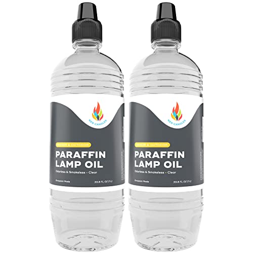 The Dreidel Company Liquid Paraffin Lamp Oil - 1 Liter - Smokeless, Odorless, Ultra Clean Burning Fuel for Indoor and Outdoor Use (Clear) (2-Pack) - size: 2-Pack
