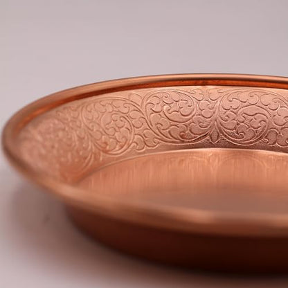 Copper Offering Prayer Ritual Bowl - Hand-Hammered Brass Decorative Plate Great for use Smudging, Incense Burner Holder,Candle Dish, Ash Catcher,Jewelry Dish,keys Basket - style: Nepal Tibet Flowers