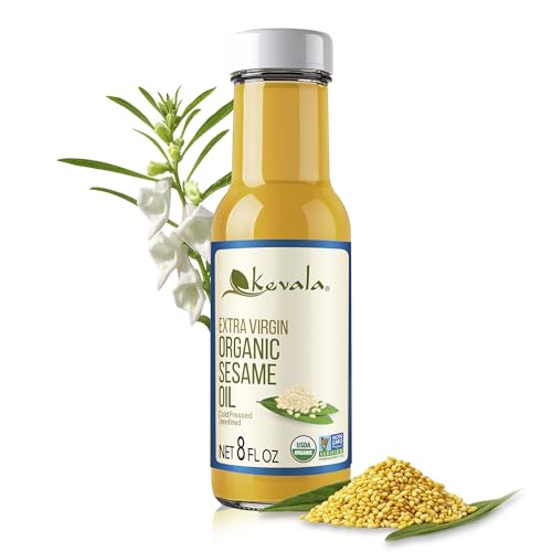 Kevala Extra Virgin Organic Sesame Oil - 8 fl oz Glass Bottle, Kosher - size: 8 Fl Oz (Pack of 1)