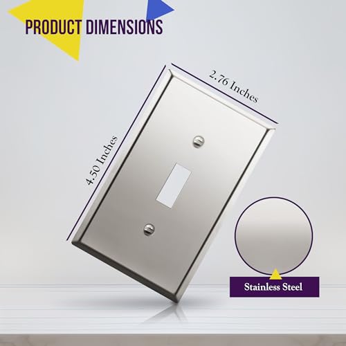 ENERLITES Toggle Switch Metal Wall Plate, 1-Gang, Polished Chrome, Silver - color: Polished Chrome, size: Standard Size