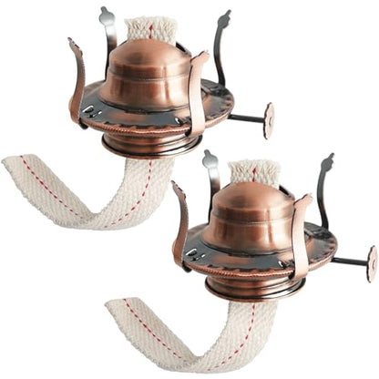 2Pcs Oil Lamp Burner #2 Size Bronzy Plated for Antique Lamps Oil Lamp Replacement Kerosene Lamps Parts with Reduction Collar and Cotton Lamp Wick Fits Holds a 3 Inch Base Chimney - color: Pink Bronze/2 Pk