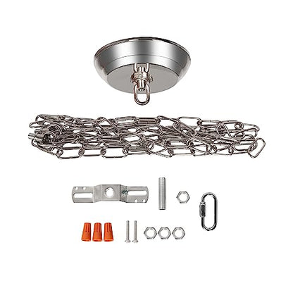 10 Feet Heavy Duty Silver Chain with 5" Light Canopy Kit for Chandelier, Swag Light Kit Light Fixture Mounting Bracket for Hanging Light,L0020 - color: Silver 10 Ft Chain with 5" Canopy