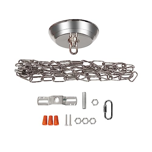 10 Feet Heavy Duty Silver Chain with 5" Light Canopy Kit for Chandelier, Swag Light Kit Light Fixture Mounting Bracket for Hanging Light,L0020 - color: Silver 10 Ft Chain with 5" Canopy