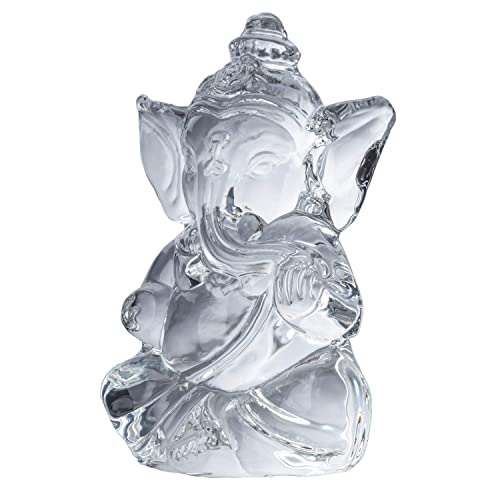 ZenBless Ganesha Hindu Quartz White Gemstone Ganesh Statue Success and Good Luck God Crystal Sculpture for Car Dashboard/Home/Office Decor Ganesh Chaturthi