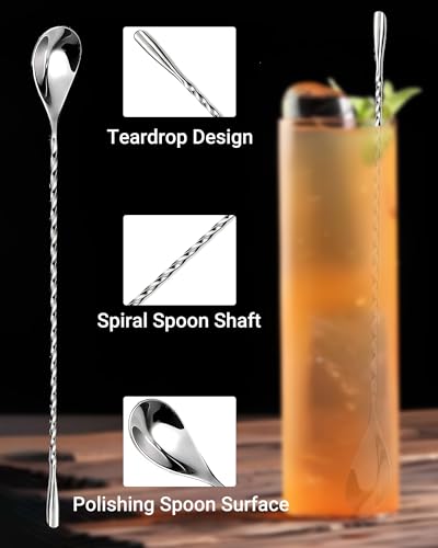 Bar Spoon Set 10 Inch Stainless Steel Cocktail Mixing Spoon 2Pack
