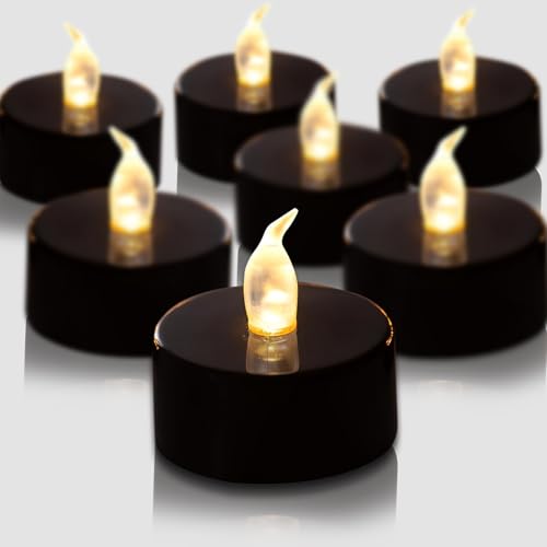 Tea Lights Battery Operated Candles LED Tea Lights Flameless Candles 200+ Hours Flickering Fake Tealights for Halloween, Christmas Aniversary Home Table Decor(Black, 50 Pack) - color: Black Base, size: 50 PACK
