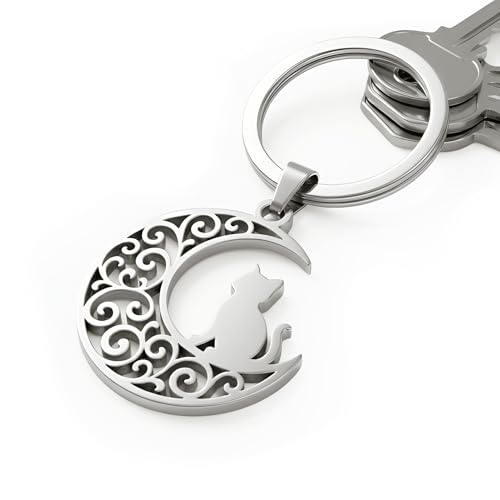 1" Stainless Steel Necklace Charms | Third Eye Vision | Peace Symbol | Finding Your Self | Yin & Yang | Moon Cat | Turtle Power | Flower of Life | | OM | Mystical Spiritual Protection, for Men & Women - style: Moon Cat Silver