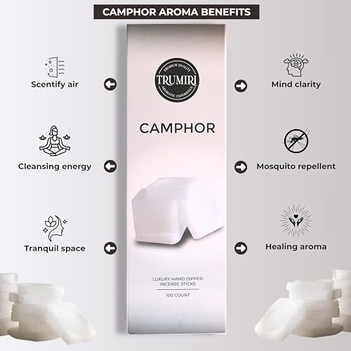 Camphor Incense Sticks - Bulk Pack of 100 Insence-Sticks - Made with Natural Non Toxic Alcanfor Inscent - Scented Incienso Spiritual Insense Incents - color: Camphor