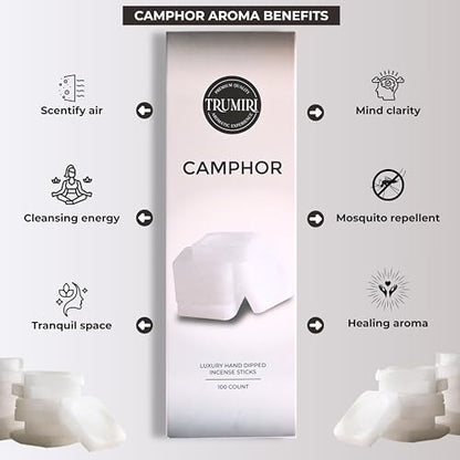 Camphor Incense Sticks - Bulk Pack of 100 Insence-Sticks - Made with Natural Non Toxic Alcanfor Inscent - Scented Incienso Spiritual Insense Incents - color: Camphor