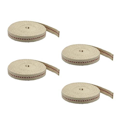 Light of Mine - 3/8" Inch 6' Foot, 100% Cotton Flat Wick - 4 Pack, for Paraffin Oil, Kerosene Based Lanterns, and Oil Lamps with Genuine Red Stitch (3/8" - 6' Roll, 4 Pack) - size: 3/8" 6 foot - 4 Pack