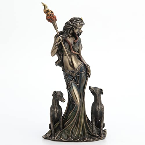 Veronese Design 9 1/4 Inch Tall Hecate Greek Goddess of Magic with Her Hounds Cold Cast Bronzed Resin Sculpture Fantasy Figurine Home Decor Collectible - color: Bronze, size: Small