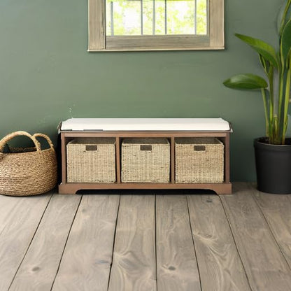 SAFAVIEH Furniture - Lonan Storage Bench - Brown - Solid Wood - Farmhouse Lift-Top Design - Ideal for Entryway, Living Room, Hallway, 18" Seat Height (AMH5733D) - color: Brown