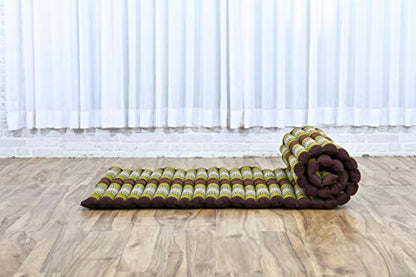 Leewadee Thai Roll Mat 75 x 28 inches Kapok Firm - color: Sf20 - Brown, Green, size: M: 75x28"