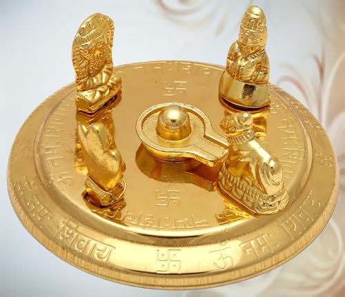 Brass Statue Shiv Parivar with Shivling Shri Kartik Shri Ganesh MATA Parvati and Shri Nandi