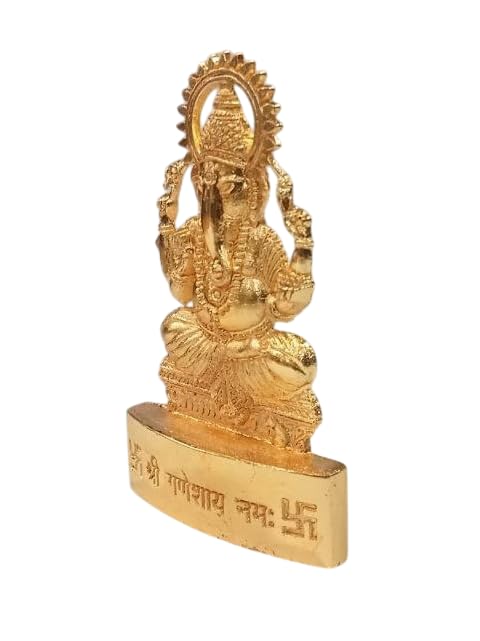 Lord Ganesha Statues- Hindu Elephant God Statue Sculpture Indian Ganesh Figurine Handmade (Mix Metal) Gift Decoration for Home, Temple, Office, Car (Ganesh Sitting Small)