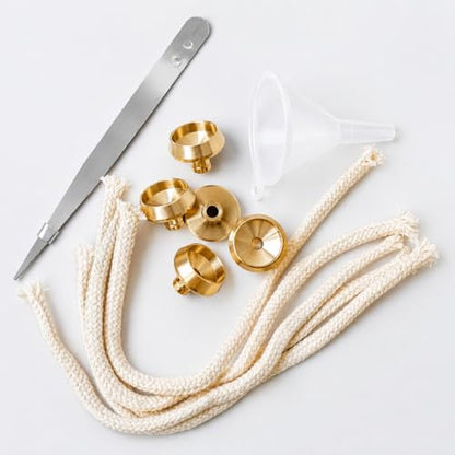 5-Pack 0.7-Inch Diameter Brass Tube Holder Wick Replacement Cotton Torch Wicks with Tweezers and Oiling Funnel for Candle Lamps and Small Oil Lamps - color: 5-pack/Small