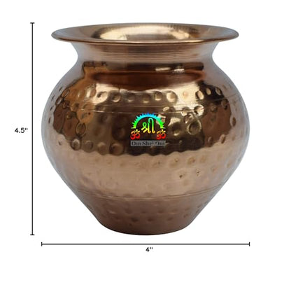 Indian Copper Large Kalash Lota Handmade Drinkware for Festival Puja
