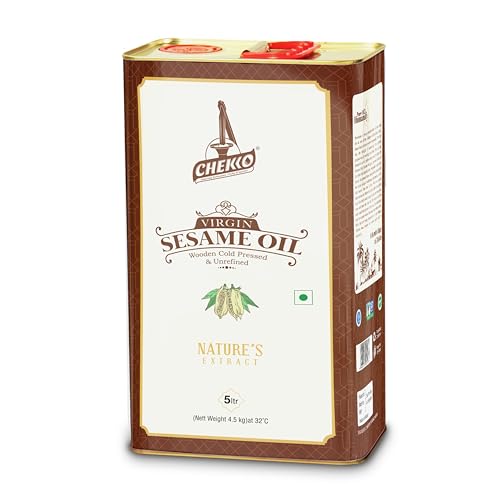 Cold Pressed Sesame Oil 5L (169 Fl Oz) Pure Sesame Seed Oil for Cooking - size: 169 Fl Oz (Pack of 1)