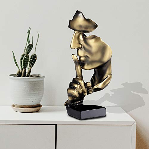 aboxoo Thinker Statue, Silence is Gold Abstract Art Figurine(Gold) - color: Gold, size: Medium