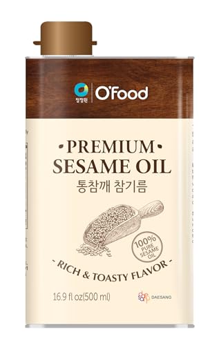 Premium Sesame Oil [16.91 Fl Oz] - 100% Pure Toasted Sesame Seed Oil | Korean-Style Rich & Nutty Flavor | Asian Cooking Oil for Stir Fry, Noodles, Dressing & Drizzle - O’food - size: 16.91 Fl Oz (Pack of 1)