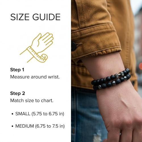 Mens Beaded Bracelets, Cross Bracelet for Men with Hematite Black Obsidian Lava Stone Triple Protection Bracelets for Men - size: Medium, style: Dumbbell