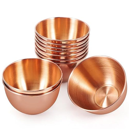 10 Pack 3.3inch Stainless Steel Sauce Dishes Mini Individual Saucers Bowl Round Seasoning Dishes Sushi Dipping Bowl Appetizer Plates, Rose Gold - color: Rose Gold x 10
