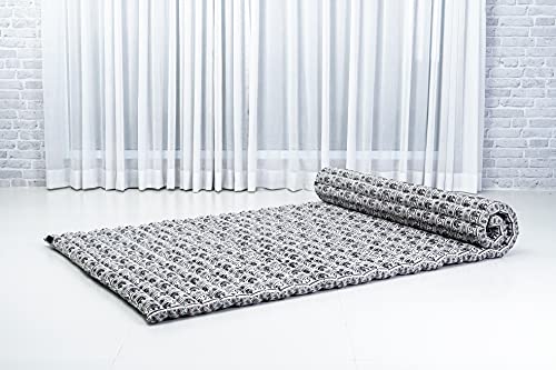 Leewadee Wide Thai Roll Mat 75 x 39 inches Kapok Firm - color: El2 - Black, size: L: 75x39"