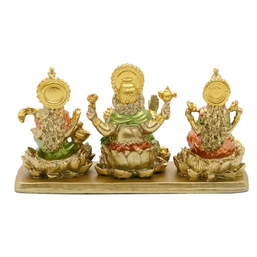 alikiki Hindu Lakshmi Ganesha Saraswati Statue - Laxmi Ganesh Idol for Car Dashboard Decor Home Temple Mandir Pooja Item Indian Puja Item Diwali Gift Meditation Yoga Altar Decoration