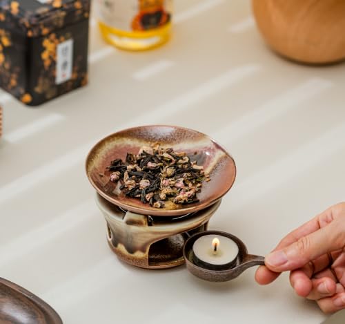 Ceramic Herbal Burner Set, high-Temperature Aromatherapy Burner Set - color: Terracotta