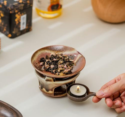 Ceramic Herbal Burner Set, high-Temperature Aromatherapy Burner Set - color: Terracotta