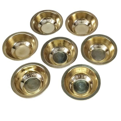 Set of 6 Brass Katori Prasad Bowls 2.75 Inch | Small Pooja Bowls for Temple, Prasadam, Bhog, Kitchen & Dining | Traditional Brass Serving Bowls for Festivals, Rituals, Gifting & Home Décor