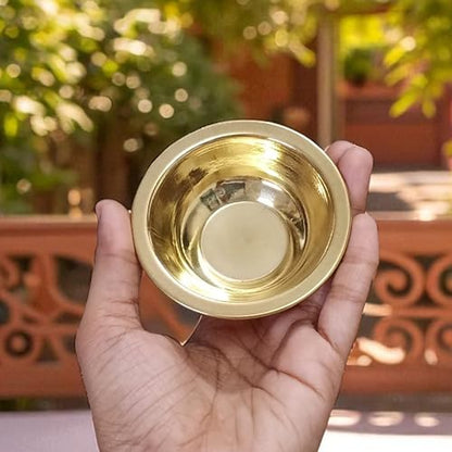 Set of 6 Brass Katori Prasad Bowls 2.75 Inch | Small Pooja Bowls for Temple, Prasadam, Bhog, Kitchen & Dining | Traditional Brass Serving Bowls for Festivals, Rituals, Gifting & Home Décor
