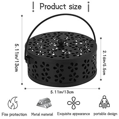 Portable Iron Mosquito Coil Holder with Handle Round, 2Pack Black - color: 2pack Black