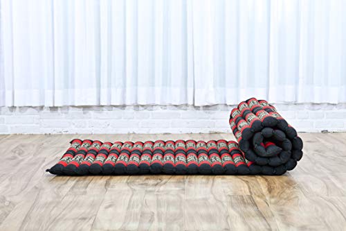 Leewadee Thai Roll Mat 75 x 28 inches Kapok Firm - color: Sf13 - Red, Black, size: M: 75x28"