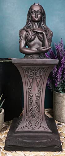 Ebros Neopaganism Wiccan Primary Deity Statue Featuring The Feminine Crescent Moon Triple Goddess Busts On Pedestal Figurine Wicca Home Decor(Feminine Crescent Crowned Celestial Moon Triple Goddess) - color: Feminine Crescent Crowned Celestial Moon Triple