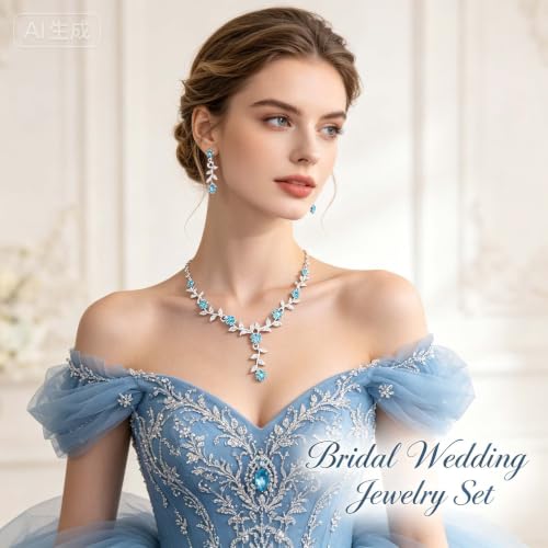 Kamirola Tiaras and Crowns for Women,Tiaras Earrings Necklace, Crystal Bridal Jewelry Set, Costume Party Halloween Prom Pageant Jewelry for Women(TR45) - color: Lackblue