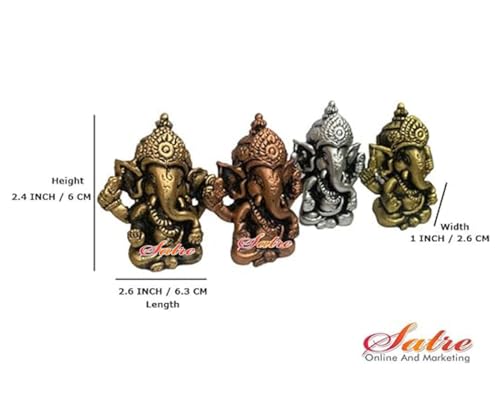 Satre Online and Marketing Lord Ganesha Statue Set of 4, Figurines of Ganesh Vinayak Idol Decorative Showpiece Home & Temple Decor House Warming Gift Decorative Showpiece