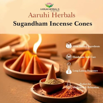 Natural Sugandham Dhoop Cones 30 Organic Incense Pooja Aromatherapy Agarbatti