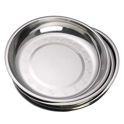 4 Pack Stainless Steel Dinner Plates, 9.45 in Round Camping Dish