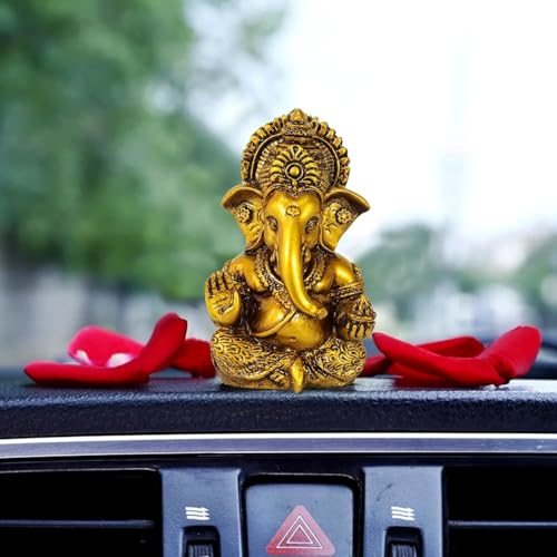 TIED RIBBONS Ganesh Idol for Car Dashboard Resin 3.7 Inch | Ganpati Idol for Car Dashboard, | Ganesha Murti for Home, Office Desk, Mandir Decor, Pooja Decor, Spiritual Gift, Diwali Gift Indian