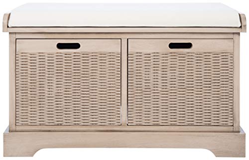 Safavieh Home Collection Landers Sand 2-Drawer/Cushion Storage Bench (Fully Assembled) BCH5702D - color: Sand