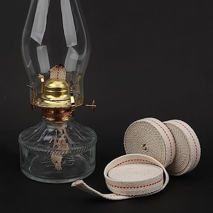 SWATOM 19.7 Feet/3 Rolls Oil Lamp Wicks 3/4 inch Oil Wick for Lamps Cotton Lantern Kerosene Wick Replacement with Genuine Red Stitch - size: 3/4 Inch Cotton Oil Lamp Wicks 19.7 Feet