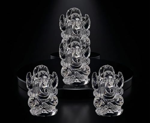 Ganesh Statue Natural Crystal Quartz Gemstone Ganesha Success and Good Luck Crystal Sculpture Pocket Size Ganesha Statue - color: Crystal Quartz Ganesh