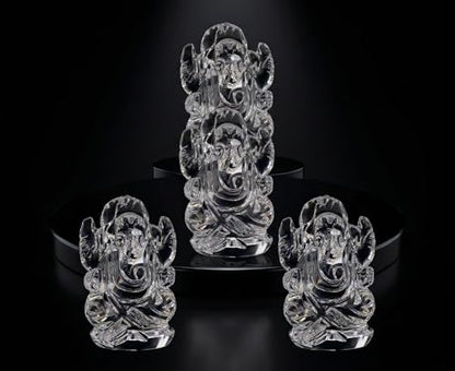 Ganesh Statue Natural Crystal Quartz Gemstone Ganesha Success and Good Luck Crystal Sculpture Pocket Size Ganesha Statue - color: Crystal Quartz Ganesh