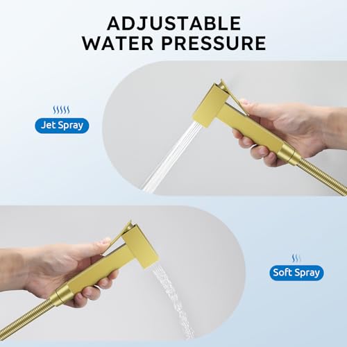Arofa Built-in Hot and Cold Bidet Sprayer, Hands-Free Control, Brushed Gold - color: Gold, size: Built-in Hot & Cold Water Modes-Square