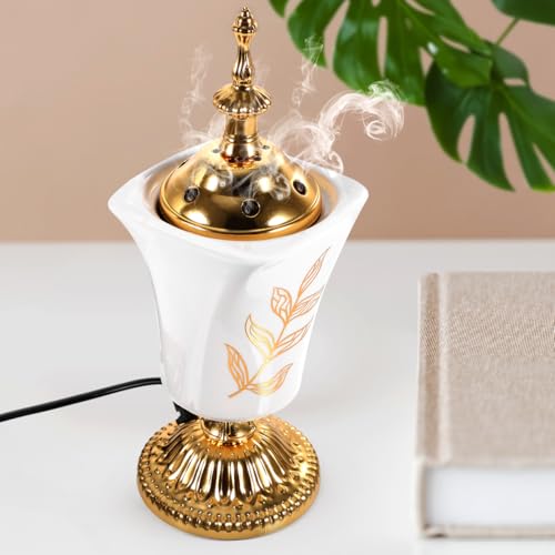 Garneck Electric Incense Burner - Middle Eastern Style Ceramic Censer for Home Decor Yoga Spa Aromatherapy